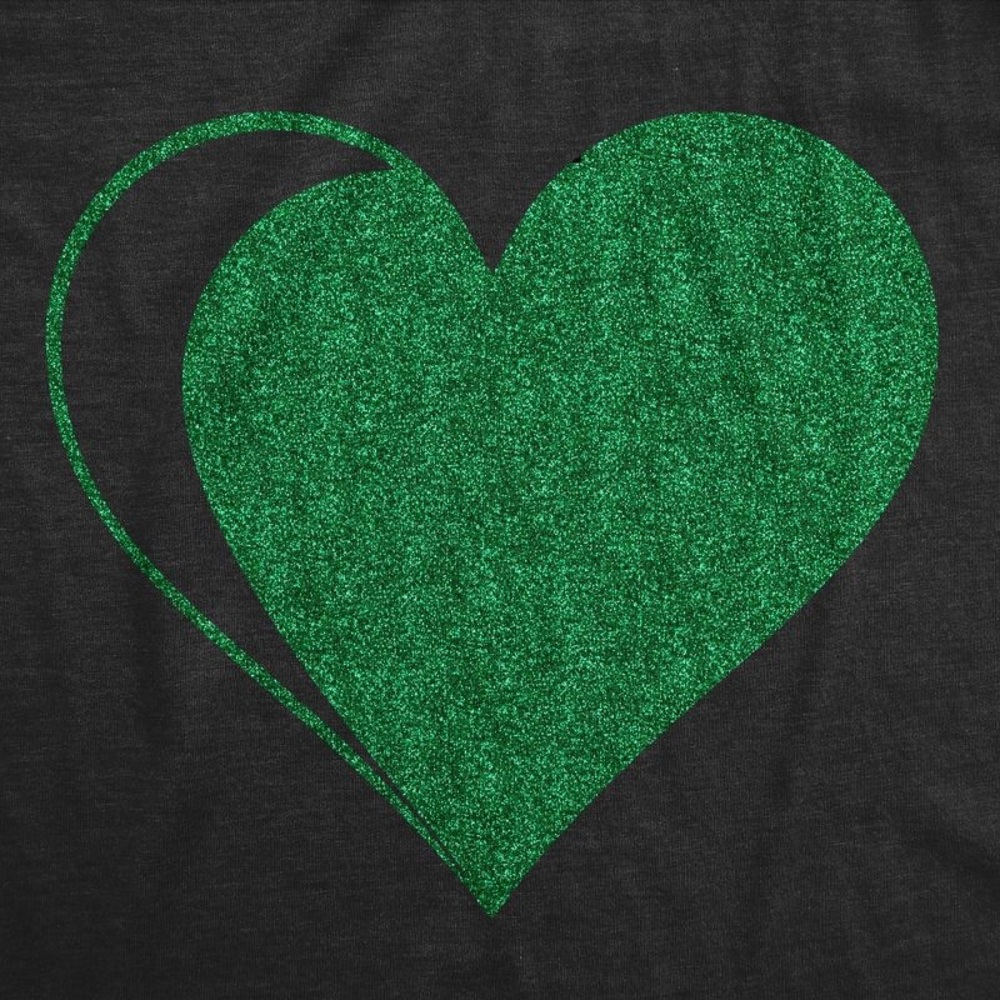 NEW Crazy Dog T-Shirts Novelty Green Glitter Heart Graphic T-shirt - Picture 2 of 7